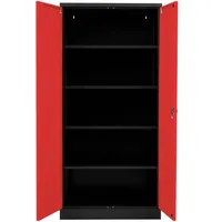 Proregal Stahlschrank, Rot, Metall, Rechteckig, 92x195x60 cm, Arbeitszimmer, Aktenschränke