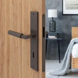 MS Beschläge Langschildgarnitur Baustil Anthrazit Buntbart