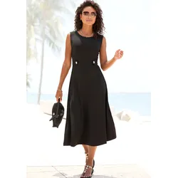 LASCANA Midikleid, mit dekorativen Riegeln und goldenen Zierknöpfen, bügelfrei LASCANA schwarz 36