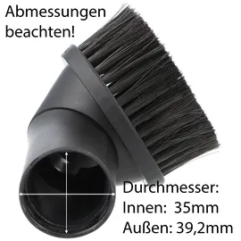 AccuCell Möbelbürste Möbelpinsel für Staubsauger mit Rundanschluss Innen 35mm, Außen 39,2mm