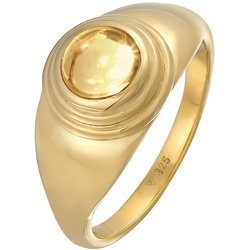 Elli PREMIUM Elli PREMIUM Ring Siegelring Citrin Rund Klassik 925 Silber vergoldet Ringe   Damen 