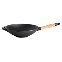 Gusseisenkuss Gusseisenkuss® Gusseisenwok mit Holzgriff Ø 30 cm Gusspfanne Gusseisen Wok
