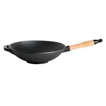 Gusseisenkuss Gusseisenkuss® Gusseisenwok mit Holzgriff Ø 30 cm Gusspfanne Gusseisen Wok