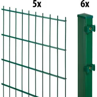 garden 'n' more Doppelstabmattenzaun GARDEN 'N' MORE "Excellent", grün, H:140cm L:10cm, Stahl, Kunststoff, Zaunelemente, 5 Elemente für 10 m, LxH: 200 x 143 cm, mit 6 Pfosten