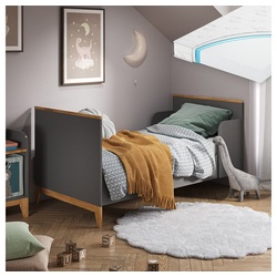 VitaliSpa® Kinderbett Kinderbett 160×80 Malia Grau/Eiche + Matratze grau