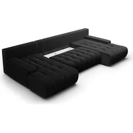 petits-meubles U-Sofa 5-sitzig umbaubar Truhe Jonas Cord Schwarz - Schwarz