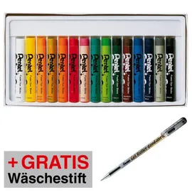 Pentel AKTION: Pentel Stoffmalkreide farbsortiert + GRATIS Pentel Gel-Tintenroller "Gel for fabric"