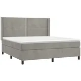 vidaXL Boxspringbett mit Matratze & LED Hellgrau 180x200 cm Samt