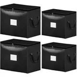 ELUBLU 4 StüCk GroßE Aufbewahrungstasche, Umzugskarton Mit ReißVerschlüSsen Handgriff Und Etikettentasche, Wasserdichte Umzugstaschen, Schwarz FüR Umzug, Kleidung, Bettdecken, Unterbetten, Reisen