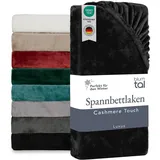 Blumtal Spannbettlaken Cashmere Touch 180x200 cm Plüsch - Oeko-TEX zert. Bettlaken 180x200 Winter - weiche Fleece Spannbettlaken 180x200 - Spannbettlaken 180x200cm weich Schwarz