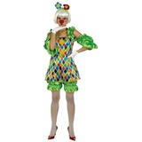 Metamorph Clown-Kostüm Freche Clowness - Clownkostüm Halloween Fasching, Kurzgeschnittenes Clownskostüm grün 36-38