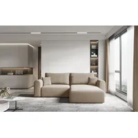 Fun Möbel Ecksofa Sofa FLAVIO mit Schlaffunktion Stoff Castel Cappuccino Ottomane Rechts - Braun