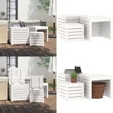 Vidaxl - 3-tlg. Gartenbox-Set Weiß Massivholz Kiefer - Gartenbox - Holz Gartenmöbel - Kiefernholzmöbel - Gartenorganisation - Außendeko - Home &