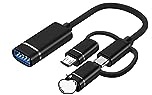 JIEYUCHU USB C Adapter, Light-ning auf USB Adapter, 3-in-1 USB C/iOS/Micro auf USB Adapter, OTG Adapter Kabel Kompatibel mit MacBook, Android, Samsung, Galaxy und mehr(Schwarz)