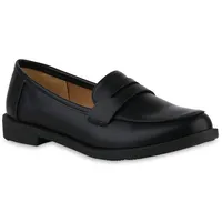 VAN HILL Damen Loafers Blockabsatz Basic Trendy Schuhe 213473 Schwarz, 37 - 37