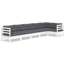 vidaXL Garten-Lounge-Set 6-tlg. weiß Kiefernholz
