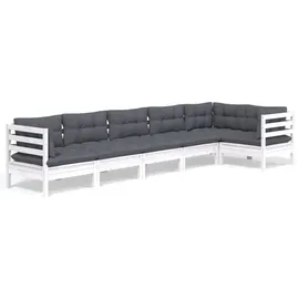 vidaXL Garten-Lounge-Set 6-tlg. weiß Kiefernholz