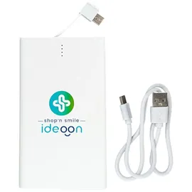 ideoon Kompakte Powerbank USB-C (4.000mAh) – Ultra-Slim Powerbank mit fest integriertem Kabel & Adapter – Mobiler Akku-Boost