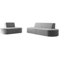 Fun Möbel Polstergarnitur Sofaset Designersofa MILOT 2-1 in Stoff, (Set, 2-tlg), Rundumbezug grau