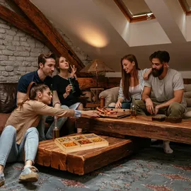 Relaxdays Snackschalen Set, mit Serviertablett, Bambus, 6 Schälchen, für Chips, Nüsse & Süßigkeiten, Servierset, Natur