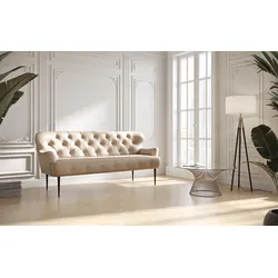 3-Sitzer PLACES OF STYLE "Amber", beige, B:193cm H:97cm T:87cm, 100% Polyester, Sofas, mit Knopfheftung,in verschieden Stoffarten