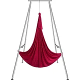 Vevor Aerial Yoga Hängematte mit Yogarahmen 6 x 2,6 m, Rot Yoga Swing Air Fliegen, Yoga-Schaukel Hammock Swing 250 kg Max. Tragfähigkeit, inkl. Y... - Rot