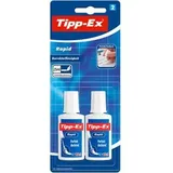 BIC 8871661 Tipp-Ex Rapid, 2 x 25 ml Korrekturflüssigkeit, Korrekturfluid mit Auftragsschwämmchen für präzises Ausbessern