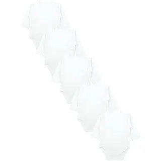 TupTam Baby Body Langarm – Wickelbody Langarm für Jungen & Mädchen, 5er Pack, 100% Baumwolle, OEKO-TEX, Farbe: Weiß, Größe: 50 - 50