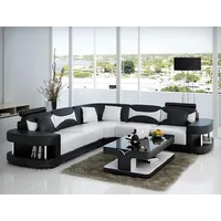 JVmoebel Ecksofa Wohnlandschaft Polster Ecke Eck Sofa Couch Garnitur Landschaft Leder, Made in Europa schwarz