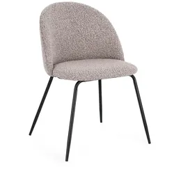 Esszimmerstuhl Tanya 4er-Set aus Boucle, Nerz / Schwarz