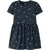 NAME IT Jerseykleid NAME IT "NMFFILLA SS DRESS BOX PB", Mädchen, Gr. 116, N-Gr, schwarz sapphire, Single Jersey, Obermaterial: 95% Baumwolle, 5% Elasthan, bedruckt, normal, Rundhals, Kleider Jerseykleid
