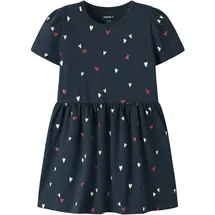 NAME IT Jerseykleid NAME IT "NMFFILLA SS DRESS BOX PB", Mädchen, Gr. 116, N-Gr, schwarz sapphire, Single Jersey, Obermaterial: 95% Baumwolle, 5% Elasthan, bedruckt, normal, Rundhals, Kleider Jerseykleid