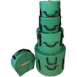 Hardcase HLROCKFUS-3DG Drum Cases Set Rock/Fusion Dark Green - komplett gepolste... - Drumcase