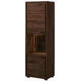 Massivmoebel24 Vitrine Akazie 58 x 40 x 180 cm Dunkelbraun