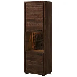 Massivmoebel24 Vitrine Akazie 58 x 40 x 180 cm Dunkelbraun