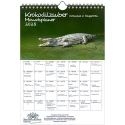 Seelenzauber Wandkalender Krokodilzauber Wand- Planer Kalender für 2025 DIN A4 Krokodile weiß