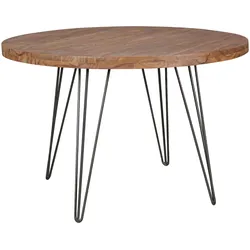 KADIMA DESIGN Massivholz Esszimmertisch im Landhaus Look, 120 cm Durchmesser, runde Form