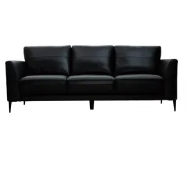miliboo 3-Sitzer Leder Schwarz