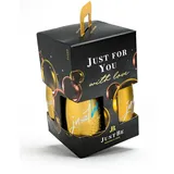 JustBe Geschenkset Alkoholfrei | Piccolo frizzante l Alkoholfreier Piccolo 4 x 0,2l - Geschenkbox, Mitbringsel (Gold, Black Edition)