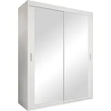 MIRJAN24 Schiebetürenschrank Mat V, mit Spiegel, Kleiderschrank vom Hersteller (Weiß) - Weiß