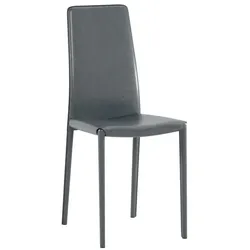 Stones Stuhl aus dunkelgrauem Kunstleder mit bezogener Metallstruktur 41x42xh.95 cm 4 Stk