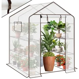 Sekey Foliengewächshaus Verzinkt Weiß Folie 200 cm x 145 cm 2,9 m2