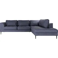 Trendmanufaktur Ecksofa »Luzi, wahlweise mit Schlaffunktion und Bettkasten bestellbar, L-Form«, Designsofa mit Ottomane, Metallfüße schwarz, Breite 264 cm blau