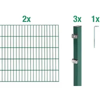 GAH Alberts Alberts Doppelstabmattenzaun als 6 tlg. Zaun-Komplettset grün Höhe 160 cm Länge 4 m