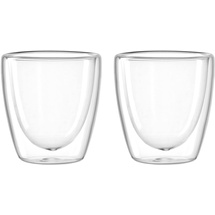 LEONARDO DUO Doppelwandbecher 2er Set, Glas für Tee, Espresso oder Doppio, Heissgetränk Tasse, Höhe 7,1 cm, 100 ml, Glas, 053059