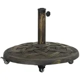 Outsunny Sonnenschirmständer aus Beton, Schirmständer mit Rolle, Rund Schirmhalter, Schirmgewicht, Ständer für Sonnenschirm 34/38/48mm