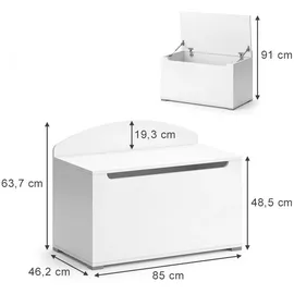 Vicco Spielzeugtruhe Holzwerkstoff 85 x 46,2 cm Weiß mit Deckel