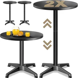 CASARIA Stehtisch 2er-Set Ø60 cm höhenverstellbar 70/115 cm Schwarz