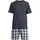 SCHIESSER Pyjama Night & Home Grau kariert / Blau L