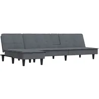vidaXL Schlafsofa in L-Form Dunkelgrau 255x140x70 cm Samt
